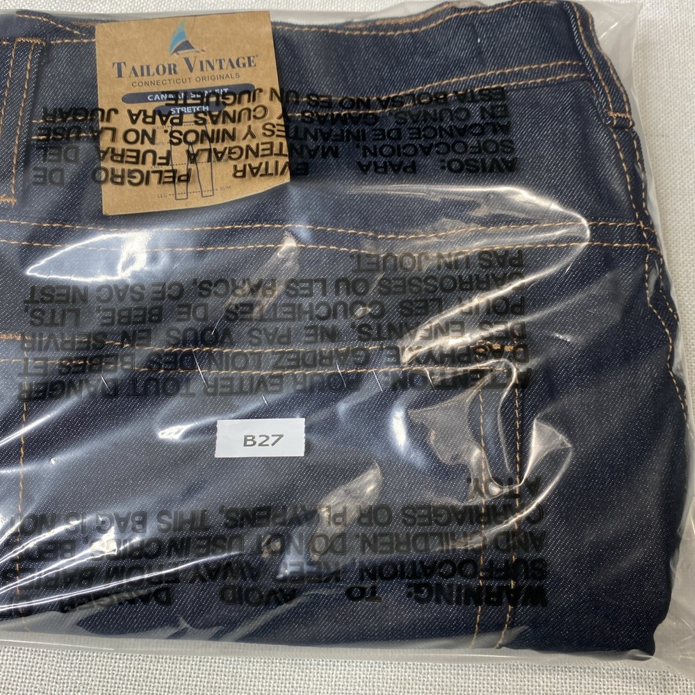 Tailor Vintage Jeans Mens 38x30 Canaan Slim Fit Stretch Indigo‎ Rinse Wash - Picture 14 of 14
